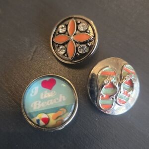 Ginger Snaps Original Beach-Themed Snap Charms – Set of 3